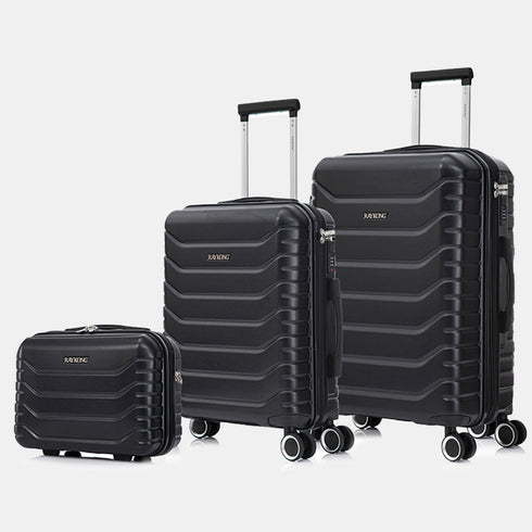 Conjunto de 3 Maletas|Neceser 29x35x16.50cm|Maleta Cabina ABS+PC 55x40x20cm|Mediana Expandible 20kg-23kg - 66x45x27.50-30cm | Negro