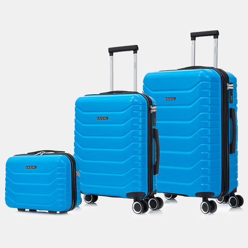 Conjunto de 3 Maletas|Neceser 29x35x16.50cm|Maleta Cabina ABS+PC 55x40x20cm|Mediana Expandible 20kg-23kg - 66x45x27.50-30cm | Turquesa