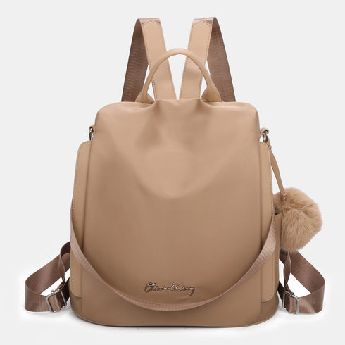 Mochila antirrobo Impermeable para mujer (14.80L) | Mochila Convertible en bolso con pompón y asa desmontable de adorno Khaki
