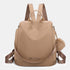 Mochila antirrobo Impermeable para mujer (14.80L) | Mochila Convertible en bolso con pompón y asa desmontable de adorno Khaki