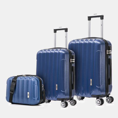 1990s Juego de Maletas Policarbonato Rígida 3 Piezas|Maleta Cabina 55cm|Maleta Mediana 68cm|Neceser 29cm|AzulMarino