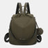 Mochila antirrobo Impermeable para mujer (14.80L) | Mochila Convertible en bolso con pompón y asa desmontable de adorno Verde