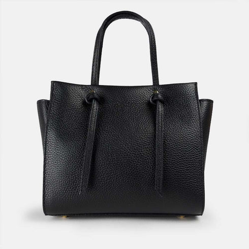 Bolso bandolera mujer de piel con asas de mano negro Mercedes