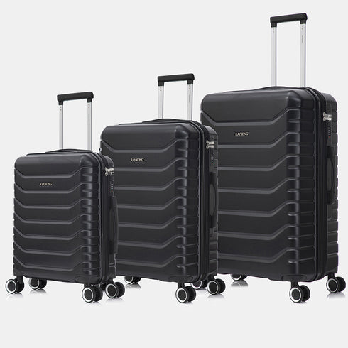 Raykong Juego de maletas 3 piezas | Maleta Cabina 55cm | Mediana Expansible 65cm | Grande Expansible 75cm - Watt (Negro)