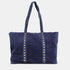 Bolso shopper para mujer de piel serraje con tachuelas azul marino Alexandra