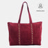 Bolso shopper para mujer de piel para personalizar con tachuelas rojo vino Alexandra