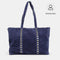 Bolso shopper para mujer de piel serraje con tachuelas azul marino Alexandra