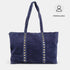 Bolso shopper para mujer de piel serraje con tachuelas azul marino Alexandra