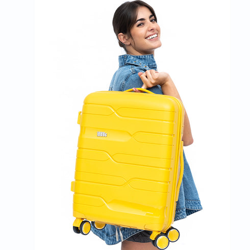 Maleta de cabina 55x38x22 cm (44L) Polipropileno - Candado Incrustado - 20 Pulgadas - Amarillo - Bass