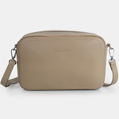 Bolso de bandolera con doble cremalleras Khaki Cora