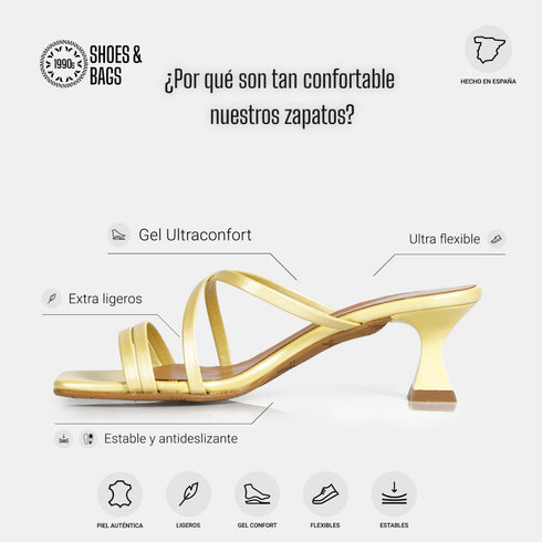 Sandalias con tiras tacón limón Penélope