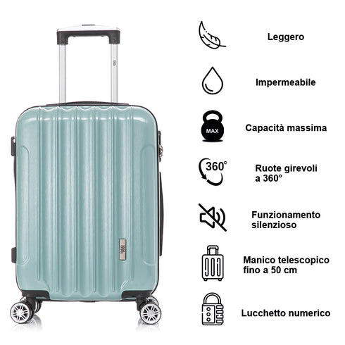 Maleta Cabina 55x39x21cm Policarbonato (45L) - 20 Pulgadas Menta - Seda