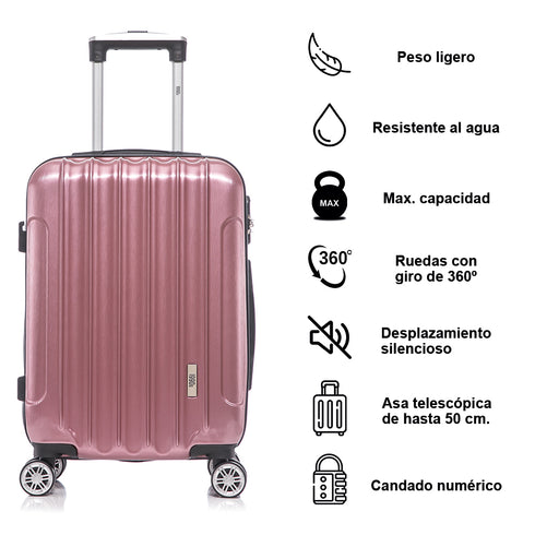 Maleta Cabina 55x39x21cm Policarbonato 45L - 20 Pulgadas RosaDorada - Seda