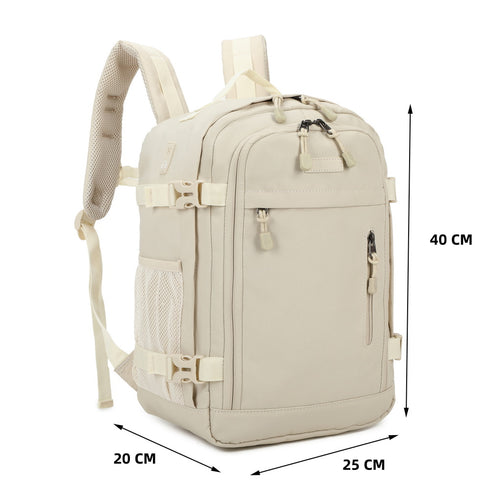 Raykong Mochila De Cabina Ryanair 40x20x25cm (20L) | Mochila De Viaje Impermeable Para Avión | Equipaje De Mano Resistente | Mochila Para Senderismo | Escolar | Trabajo - Beige