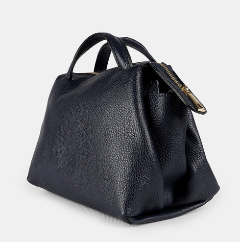 Bolso bandolera para mujer de piel con asas de mano azul marino Amelie