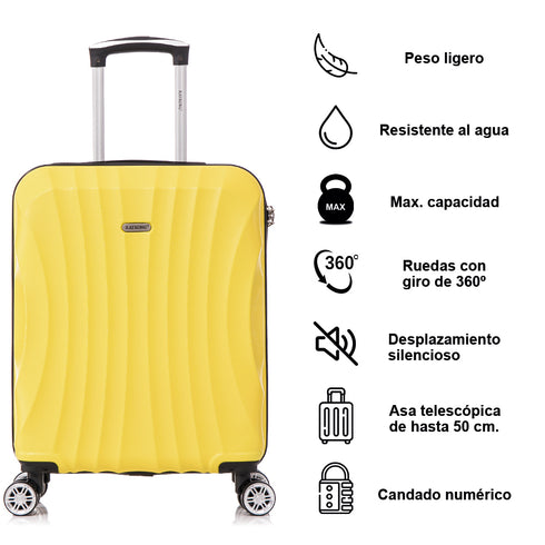 Raykong Maleta Cabina ABS 55x40x20cm (44L) - 20 Pulgadas Amarillo - Waves