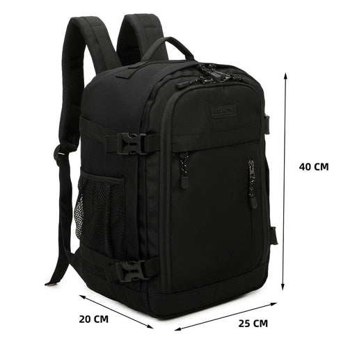 Raykong Mochila De Cabina Ryanair 40x20x25cm (20L) | Mochila De Viaje Impermeable Para Avión | Equipaje De Mano Resistente | Mochila Para Senderismo | Escolar | Trabajo - Negro