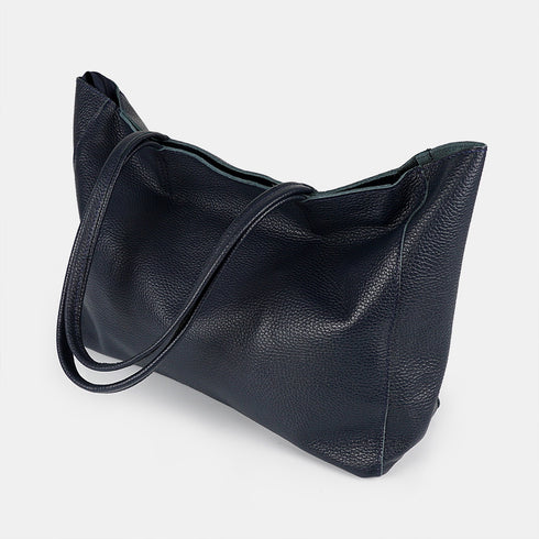 Bolso shopper para mujer de piel para personalizar azul marino Luna