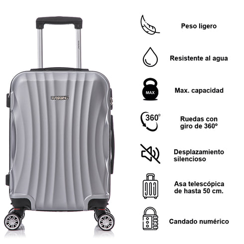 Raykong Maleta Cabina ABS 55x38x23cm 44L - 20 Pulgadas Plateada - Waves