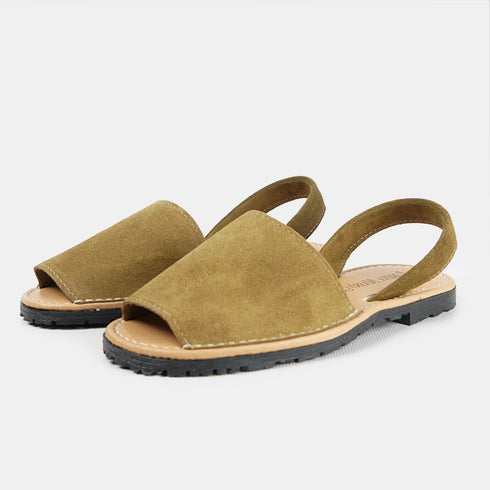 Menorquinas de piel para mujer khaki Adara