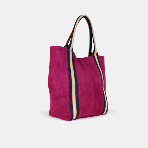 Bolso tote de piel serraje para mujer fucsia Sarah