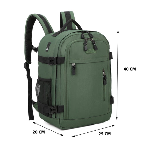 Raykong Mochila De Cabina Ryanair 40x20x25cm (20L) | Mochila De Viaje Impermeable Para Avión | Equipaje De Mano Resistente | Mochila Para Senderismo | Escolar | Trabajo - Verde