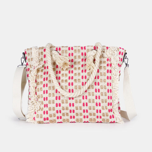 Bolso de rafia trenzado para mujer fucsia Anastasia