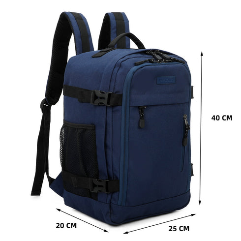 Raykong Mochila De Cabina Ryanair 40x20x25cm (20L) | Mochila De Viaje Impermeable Para Avión | Equipaje De Mano Resistente | Mochila Para Senderismo | Escolar | Trabajo - Azul Marino