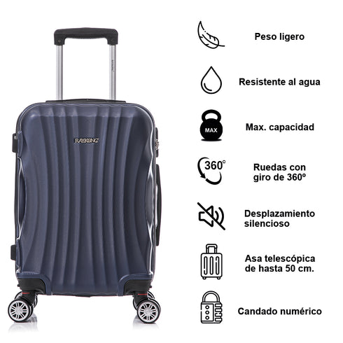 Raykong Maleta Cabina ABS 55x38x23cm 44L - 20 Pulgadas AzulMarino- Waves