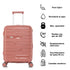 Maleta de cabina 55x38x22 cm (44L) Polipropileno - Candado Incrustado - 20 Pulgadas - Rosa dorado - Bass