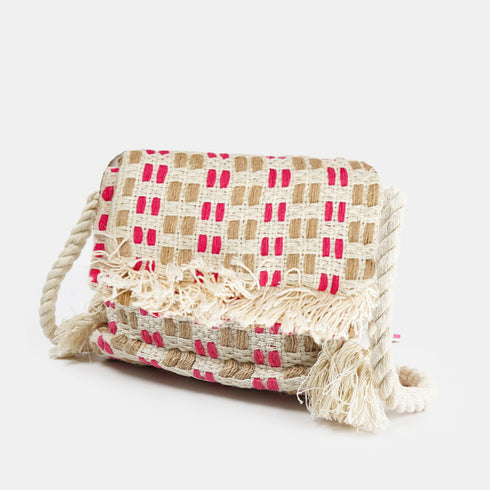 Bolso de rafia trenzado para mujer fucsia Eugenia