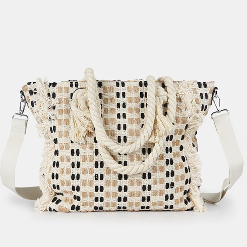 Bolso de rafia trenzado para mujer negro Anastasia