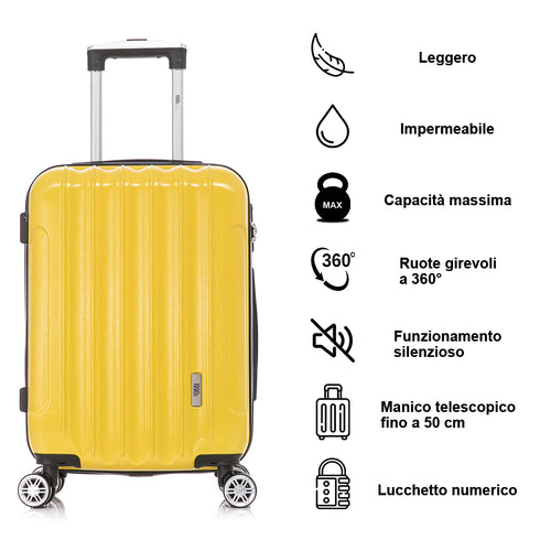 Maleta Cabina 55x39x21cm Policarbonato (45L) - 20 Pulgadas Amarillo - Seda