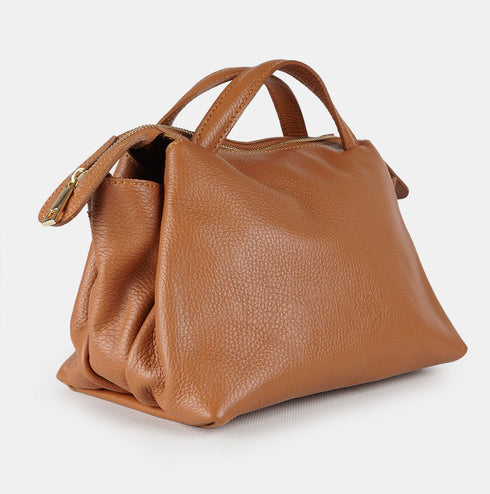 Bolso bandolera para mujer de piel con asas de mano marrón Amelie