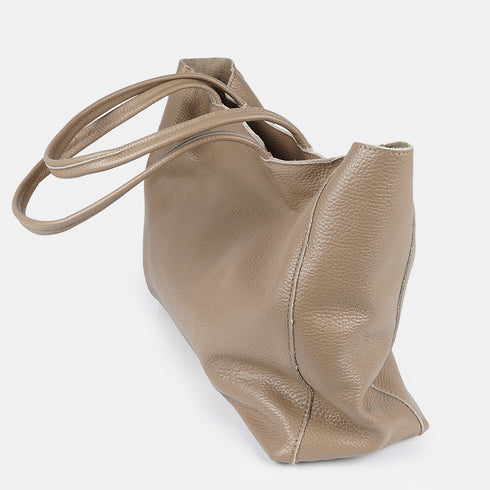 Bolso shopper para mujer de piel para personalizar khaki Luna