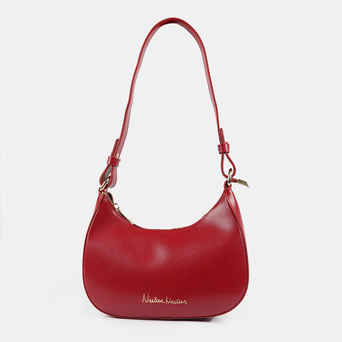 Bolso de hombro para mujer de piel saffiano con bandolera larga rojo Maribel