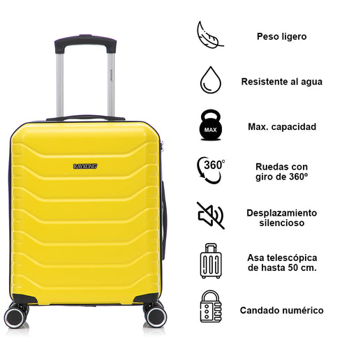 Raykong Juego de maletas 3 piezas | Maleta Cabina 55cm | Mediana Expansible 65cm | Grande Expansible 75cm - Watt (Amarillo)
