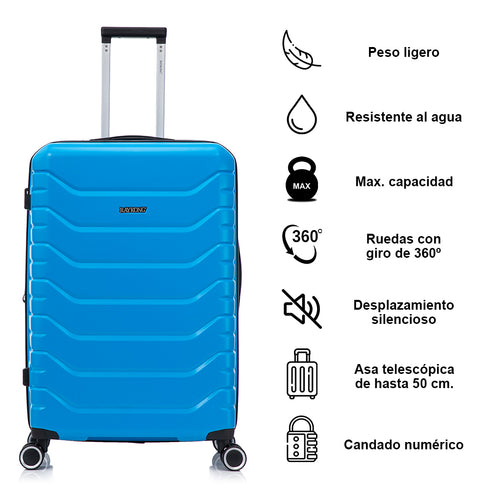 RAYKONG Maleta Grande Expandible ABS+Policarbonato 75x49x31cm - 33.50cm Extendido | 114L - 123L | 28 Pulgadas | 25kg semirígidas candado combinación - Turquesa