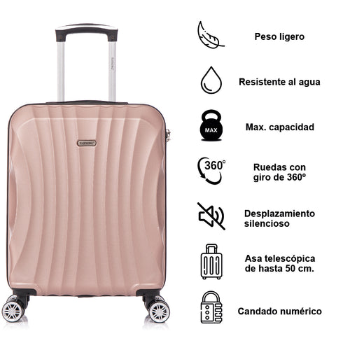 Raykong Maleta Cabina ABS 55x40x20cm (44L) - 20 Pulgadas RosaDorada - Waves