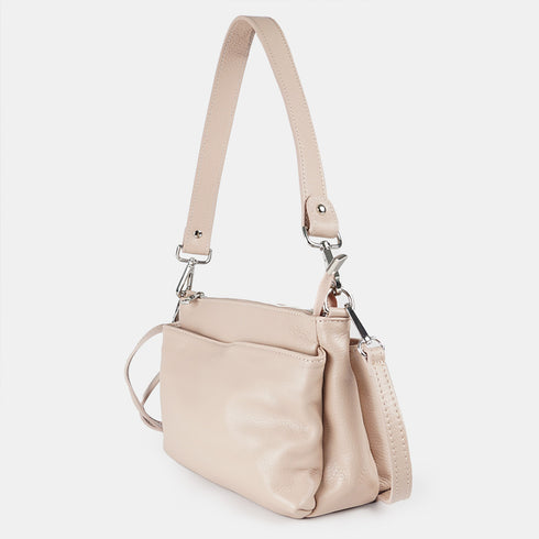 Bolso bandolera de piel para mujer con asa corta rosa claro Martina