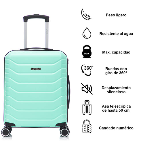 RAYKONG Maleta de Cabina 55x40x20cm Policarbonato (40L) semirígida Trolley pequeño Equipaje de Mano 4 Ruedas giratorios a 360º Cierre numérico-Menta