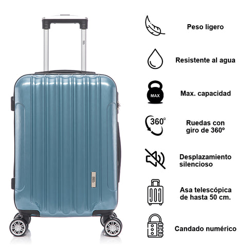 Maleta Cabina 55x39x21cm Policarbonato 45L - 20 Pulgadas Azul - Seda
