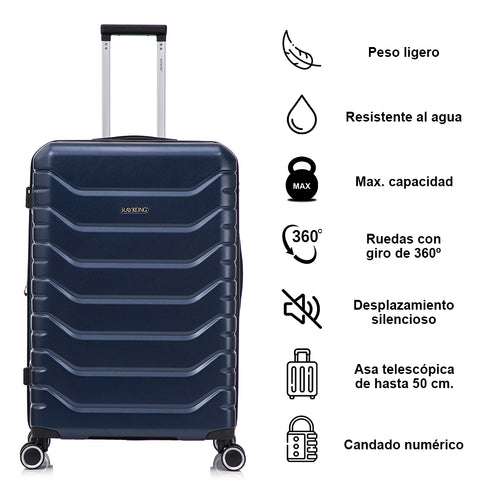RAYKONG Maleta Grande Expandible ABS+Policarbonato 75x49x31cm - 33.50cm Extendido | 114L - 123L | 28 Pulgadas | 25kg semirígidas candado combinación - AzulMarino