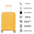 Maleta de cabina 55x38x22 cm (44L) Polipropileno - Candado Incrustado - 20 Pulgadas - Amarillo - Bass