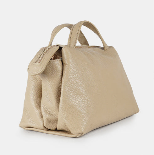 Bolso bandolera para mujer de piel con asas de mano khaki Amelie