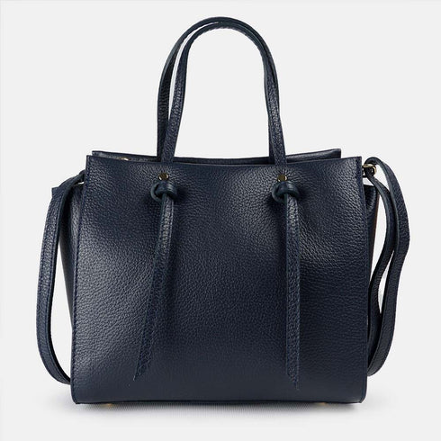 Bolso bandolera mujer de piel con asas de mano azul marino Mercedes