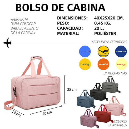 Raykong Bolsa de cabina convertible en mochila 40x20x25cm Ryanair 10kg equipaje de mano bolso de cabina Vueling rosa