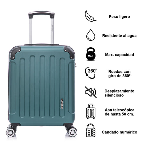 Raykong Maleta Cabina ABS 55x40x20cm (44L) Maxima aprovechamiento de espacio - 20 Pulgadas - Verde oscuro