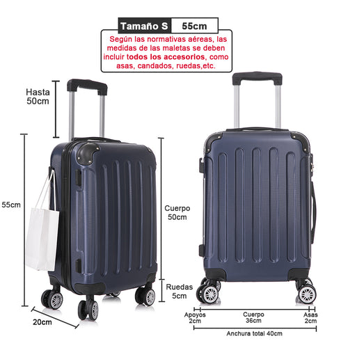Maleta Cabina ABS 55x40x20cm 44L - 20 Pulgadas AzulMarino- Marina