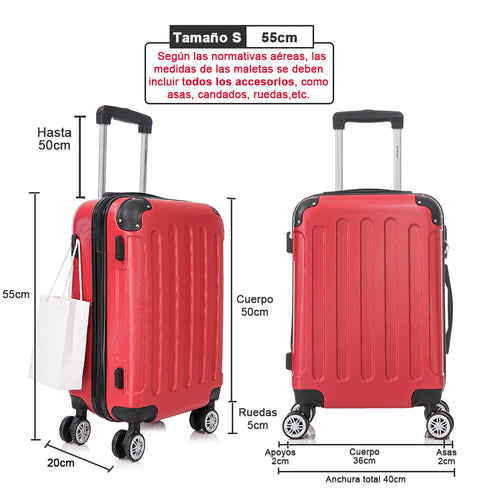 Maleta Cabina ABS 55x40x20cm 44L - 20 Pulgadas Rojo - Marina